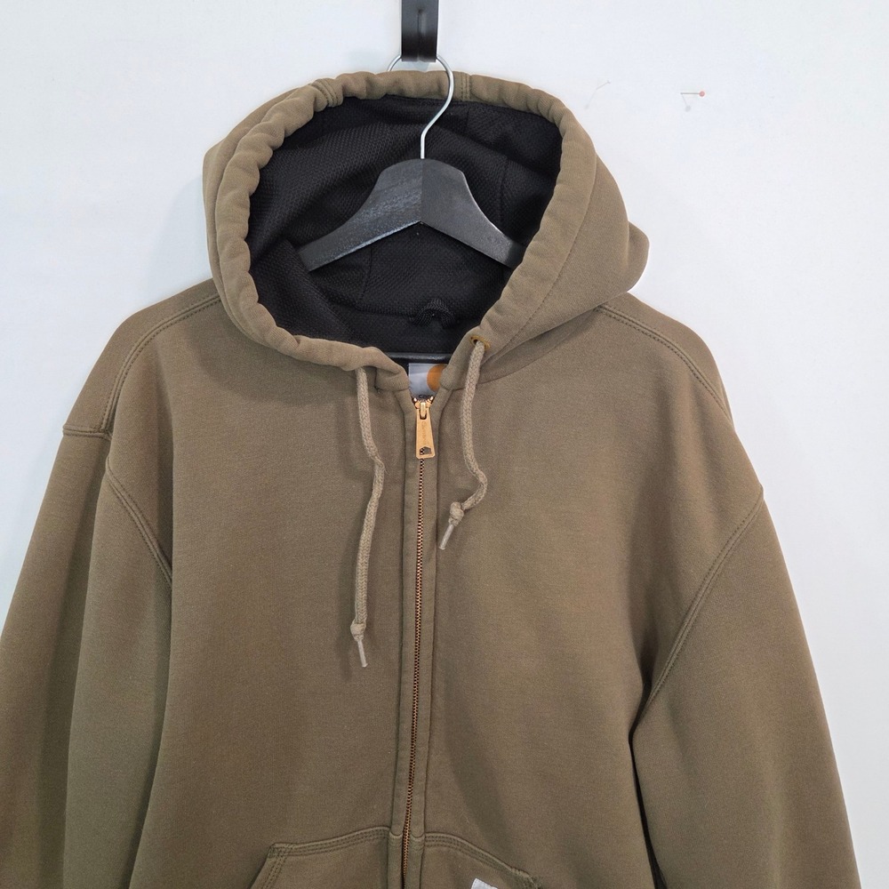 Carhartt Mens Full Zip Hoodie Jacket Size L Rain Defender Fleece Thermal Lined